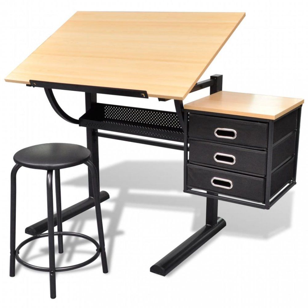 Náklopný kreslicí stůl s židlí a zásuvkami Dekorhome - DEKORHOME.CZ