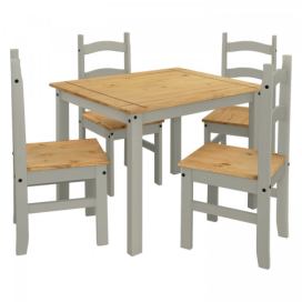 Idea Stůl 100 × 80 + 4 židle CORONA 3 vosk/šedá