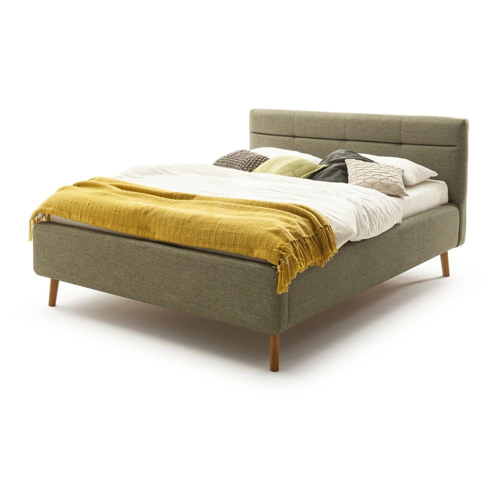 Zelená čalouněná dvoulůžková postel s úložným prostorem s roštem 140x200 cm Lotte - Meise Möbel - Bonami.cz