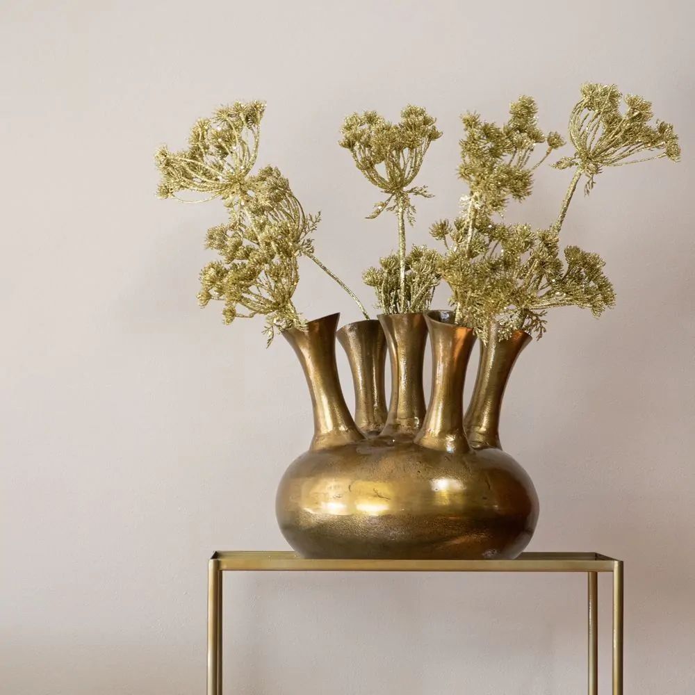 Bronzová antik kovová raw váza Tulip - 33*33*32cm Mars & More - LaHome - vintage dekorace