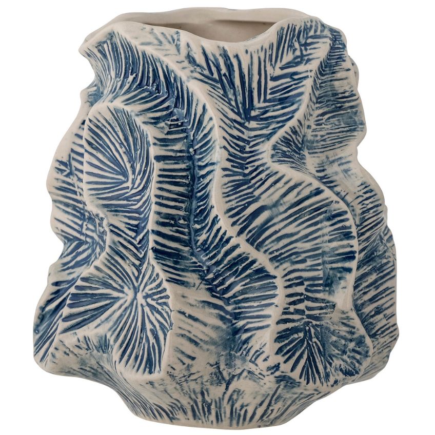 Modrá kameninová váza Bloomingville Guxi 17 cm - Designovynabytek.cz