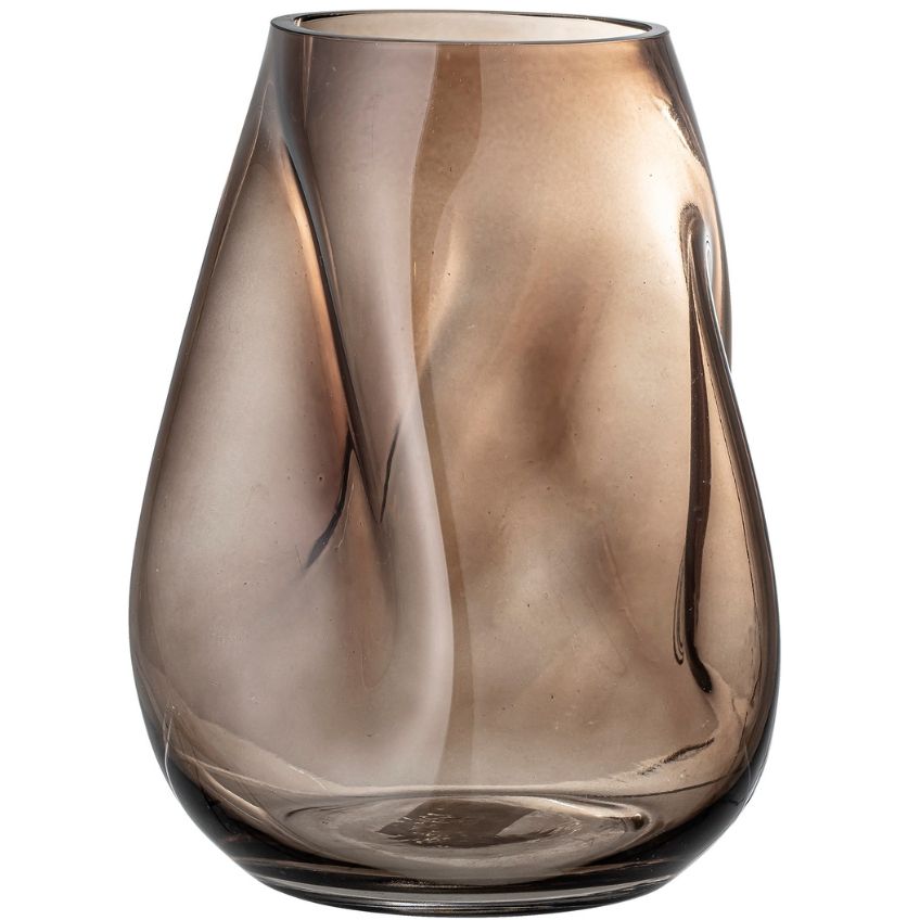 Hnědá skleněná váza Bloomingville Ingolf 19,5 x 18 cm - Designovynabytek.cz
