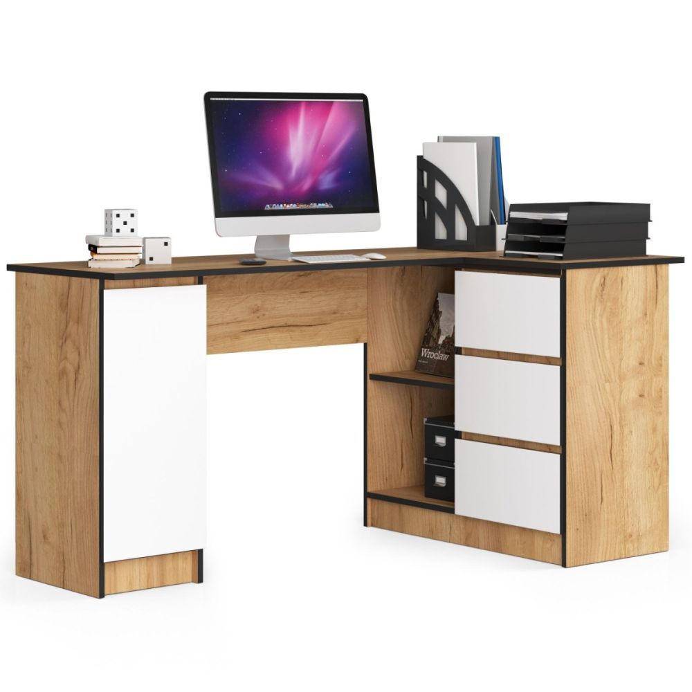 Ak furniture Rohový psací stůl se šuplíky B20 155 x 85 cm hnědý - Houseland.cz