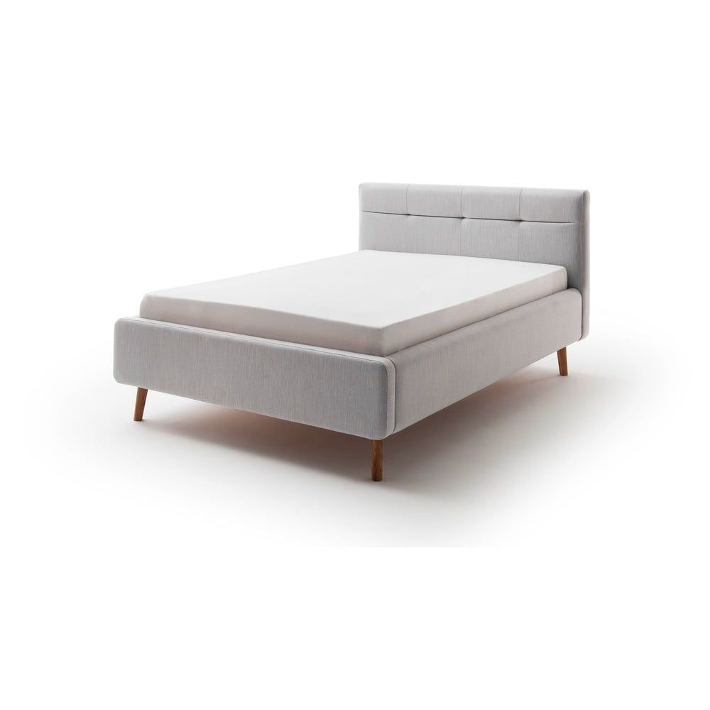 Světle šedá čalouněná dvoulůžková postel s úložným prostorem s roštem 140x200 cm Lotte - Meise Möbel - Bonami.cz