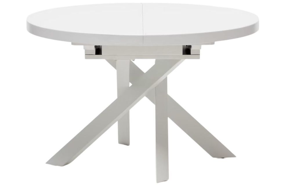 Bílý skleněný rozkládací jídelní stůl Kave Home Vashti 120 - 160 cm - Designovynabytek.cz