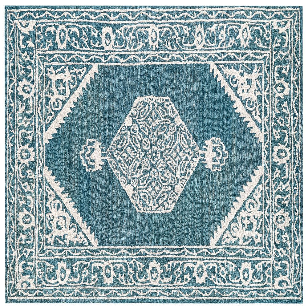 Vlněný koberec 200 x 200 cm bílý/modrý GEVAS - Beliani.cz