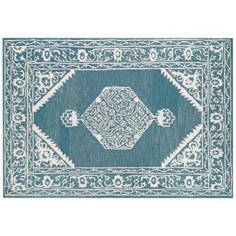 Vlněný koberec 160 x 230 cm bílý/modrý GEVAS Beliani.cz