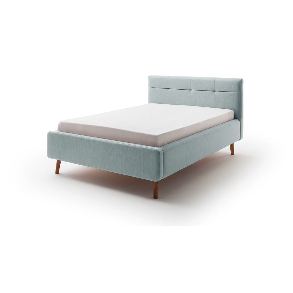 Modrá čalouněná dvoulůžková postel s úložným prostorem a s roštem 140x200 cm Lotte - Meise Möbel - Bonami.cz