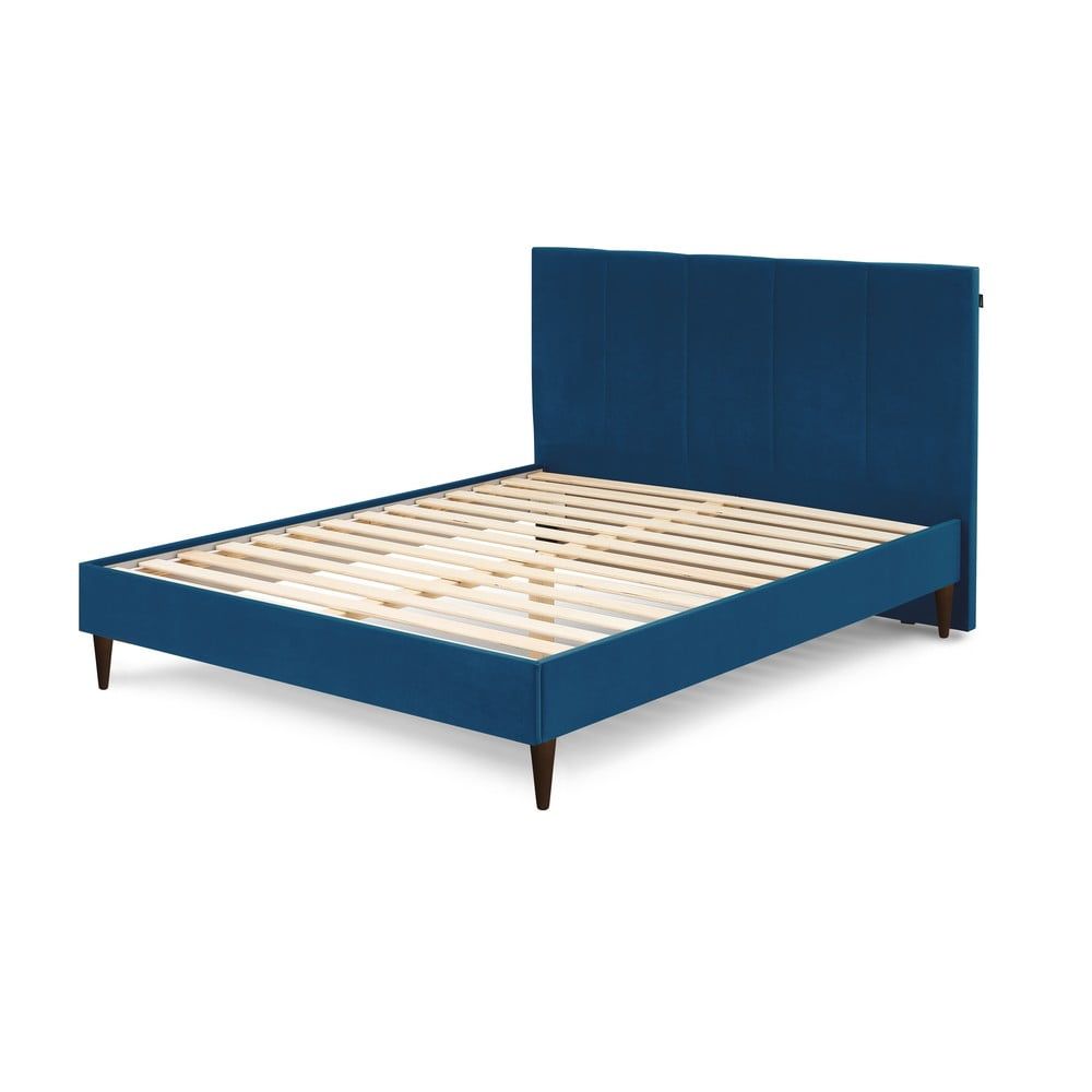 Modrá čalouněná dvoulůžková postel s roštem 180x200 cm Vivara – Bobochic Paris - Bonami.cz