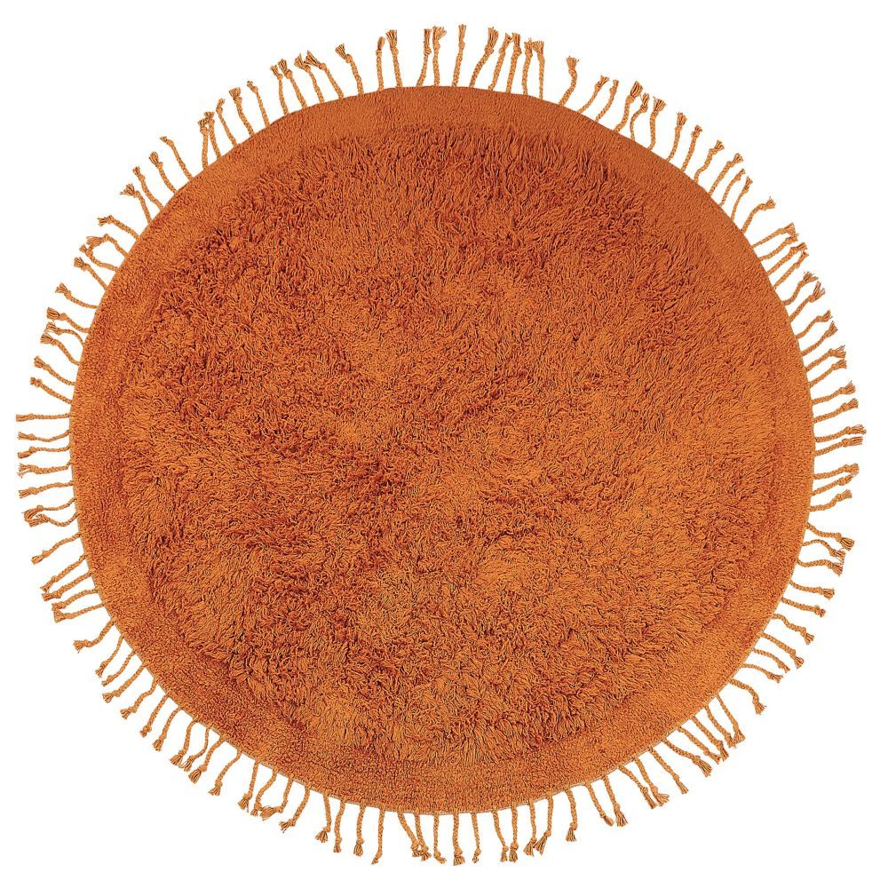 Kulatý bavlněný koberec ⌀ 140 cm oranžový BITLIS - Beliani.cz