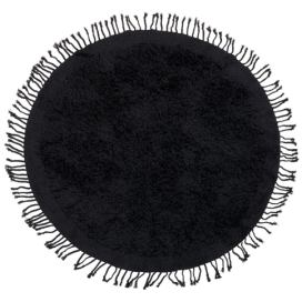 Kulatý bavlněný koberec ⌀ 140 cm černý BITLIS Beliani.cz