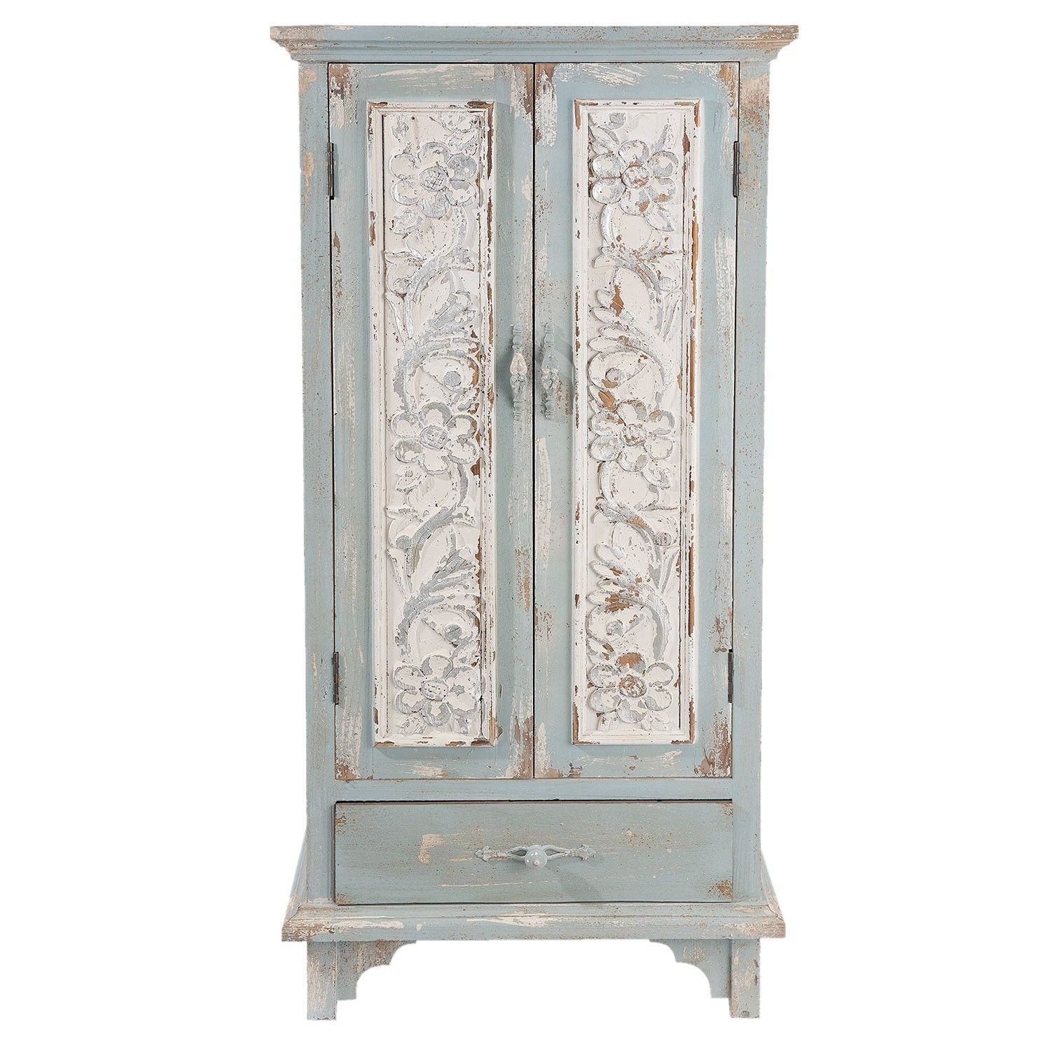 Modrá vintage skříň s patinou Vandi - 67*38*143 cm Clayre & Eef - LaHome - vintage dekorace