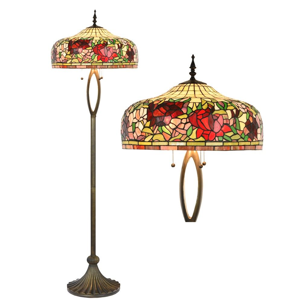 Stojací lampa Tiffany Rosa - Ø 48*165 cm E27/max 3*60W Clayre & Eef - LaHome - vintage dekorace