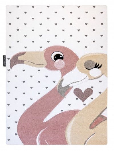 Dywany Łuszczów Dětský kusový koberec Petit Flamingos hearts cream - 120x170 cm - Mujkoberec.cz