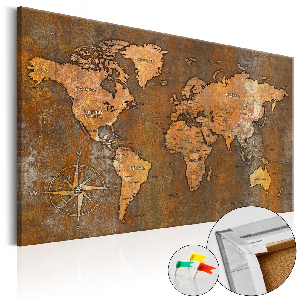 Artgeist Obraz na korku - Rusty World [Cork Map] Velikosti (šířkaxvýška): 90x60 - S-obrazy.cz
