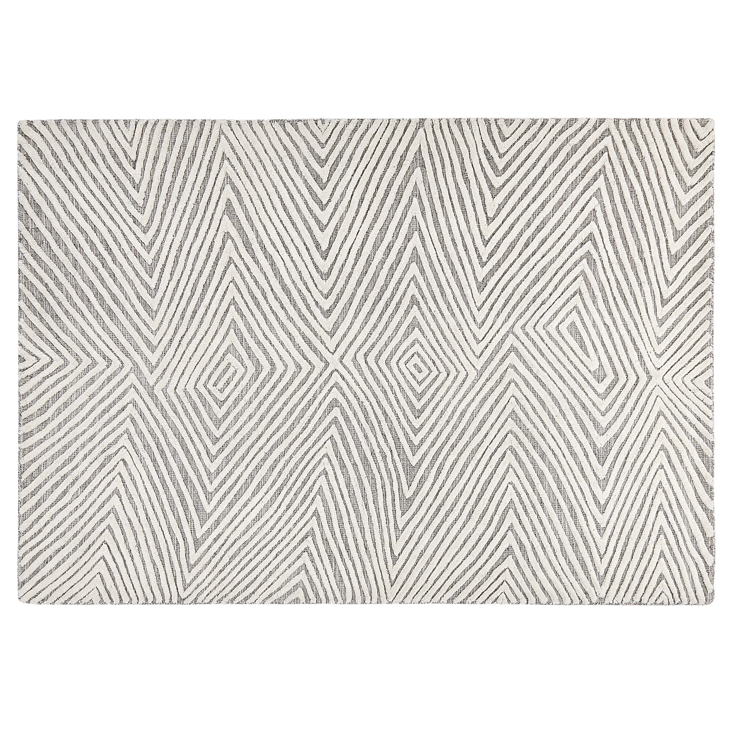 Vlněný koberec 140 x 200 cm bílý/šedý GOKSUN - Beliani.cz