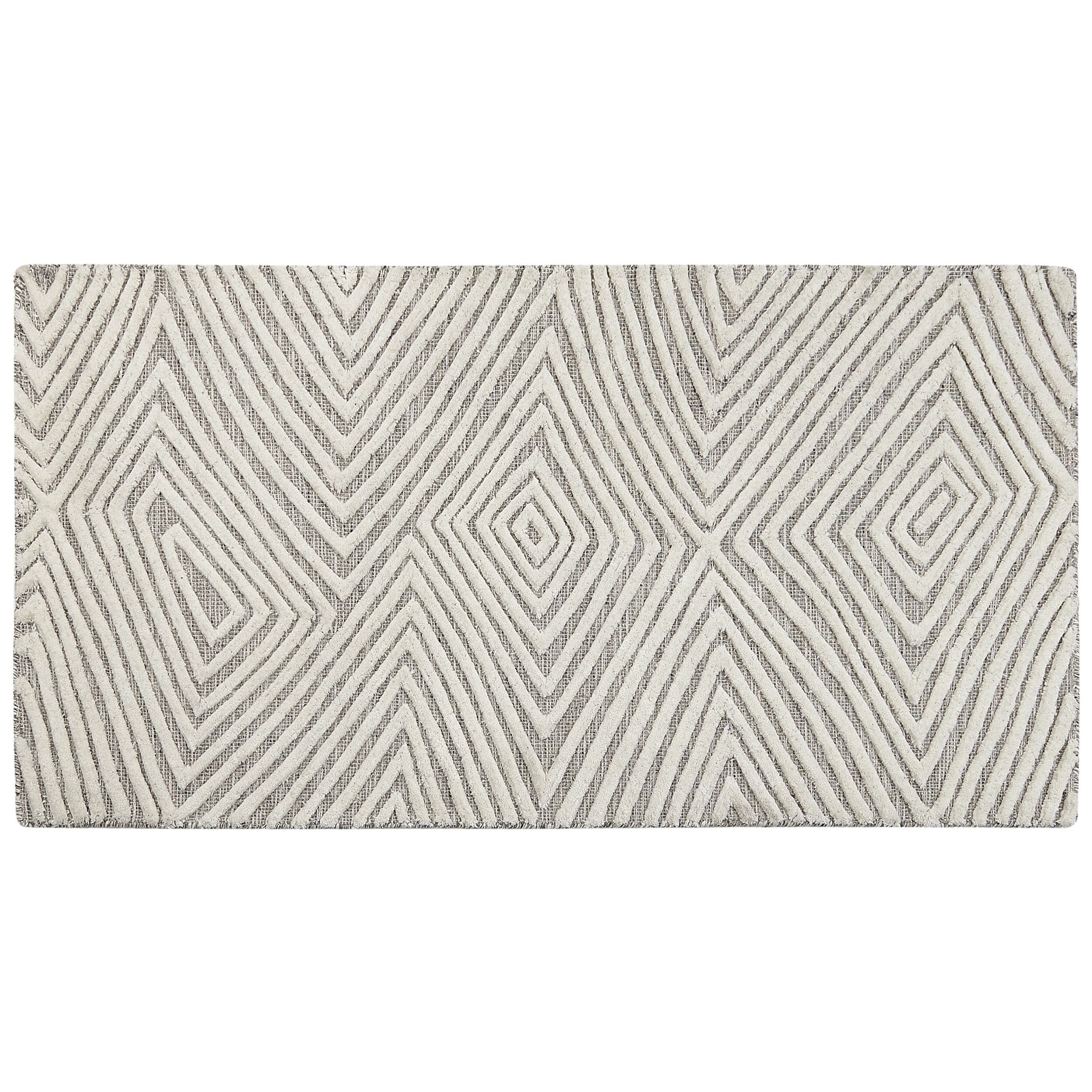 Vlněný koberec 80 x 150 cm bílý/šedý GOKSUN - Beliani.cz