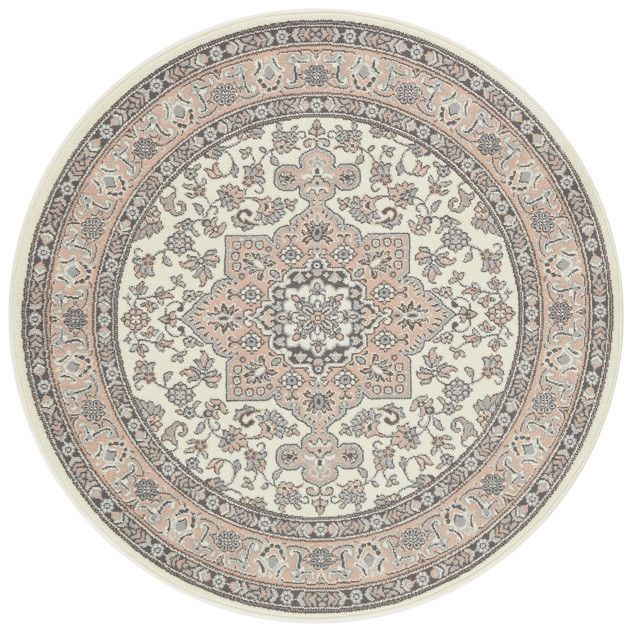 Nouristan - Hanse Home koberce Kruhový koberec Mirkan 104443 Cream/Rose - 160x160 (průměr) kruh cm - Mujkoberec.cz
