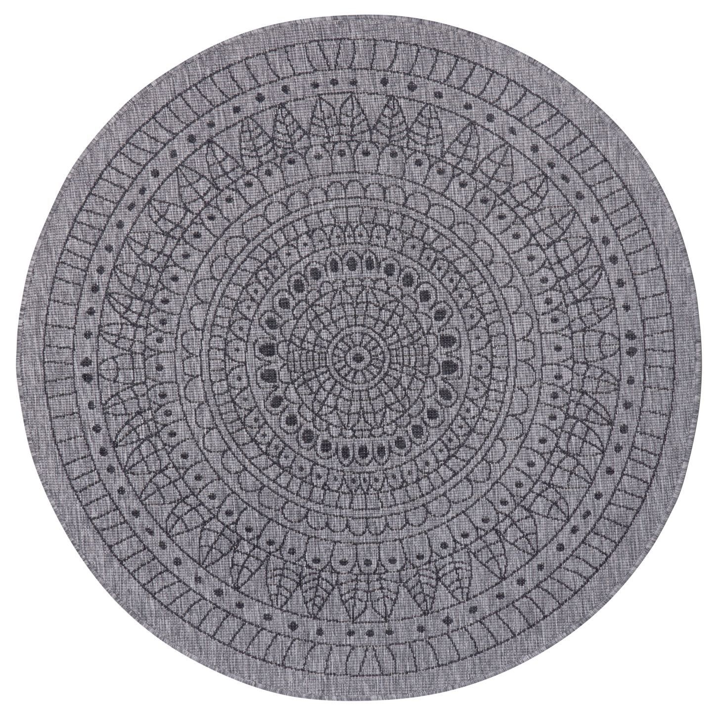 NORTHRUGS - Hanse Home koberce Kusový koberec Twin-Wendeteppiche 105476 Night Silver kruh – na ven i na doma - 200x200 (průměr) kruh cm - Mujkoberec.cz