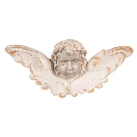 Béžová nástěnná socha hlava anděla s křídly Angel - 56*13*14cm Clayre & Eef LaHome - vintage dekorace