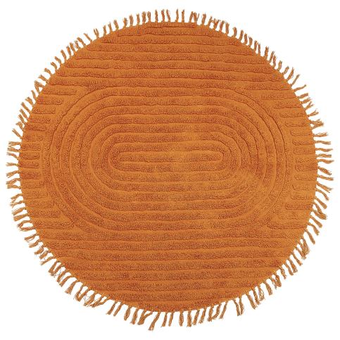 Kulatý bavlněný koberec ø 140 cm oranžový HALFETI Beliani.cz