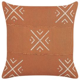Bavlněný polštář s geometrickým vzorem 45 x 45 cm oranžový/bílý VITIS