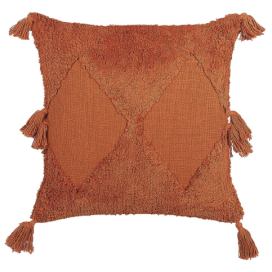 Tkaný bavlněný polštář s geometrickým vzorem a střapci 45 x 45 cm oranžový AVIUM