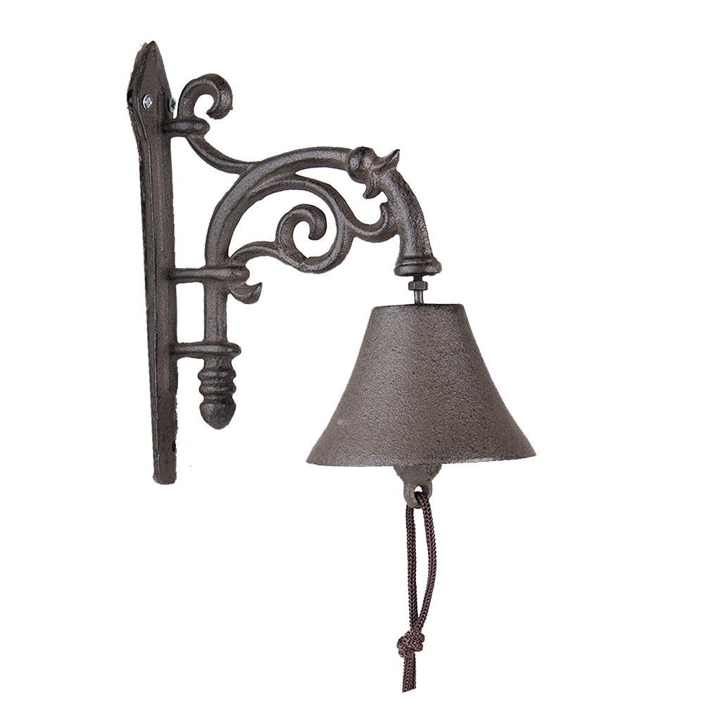 Hnědý litinový zvonek s ornamentem - 10*18*19 cm Clayre & Eef - LaHome - vintage dekorace