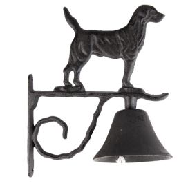 Černo-hnědý litinový zvonek se psem - 11*21*27 cm Clayre & Eef