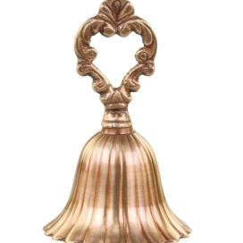 Mosazný antik zvonek se zdobným držadlem - 7*12 cm Chic Antique