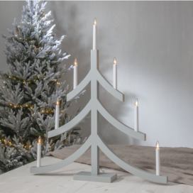 STAR TRADING Dřevěný vánoční LED svícen výška 79 cm Stra Trading Pagod - šedý