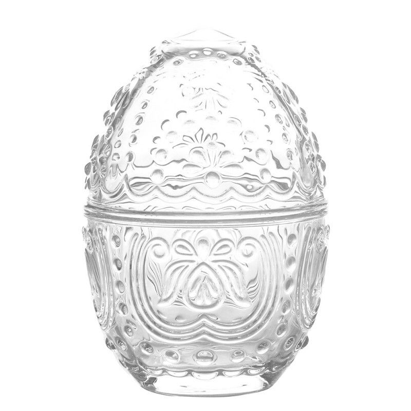 Skleněná dóza na bonbóny ve tvaru vajíčka - Ø 10*14 cm Clayre & Eef - LaHome - vintage dekorace