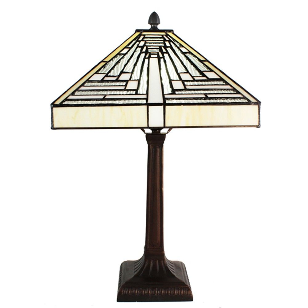 Pyramidová stolní lampa Tiffany Ova - 31*31*48 cm E27/max 1*60W Clayre & Eef - LaHome - vintage dekorace