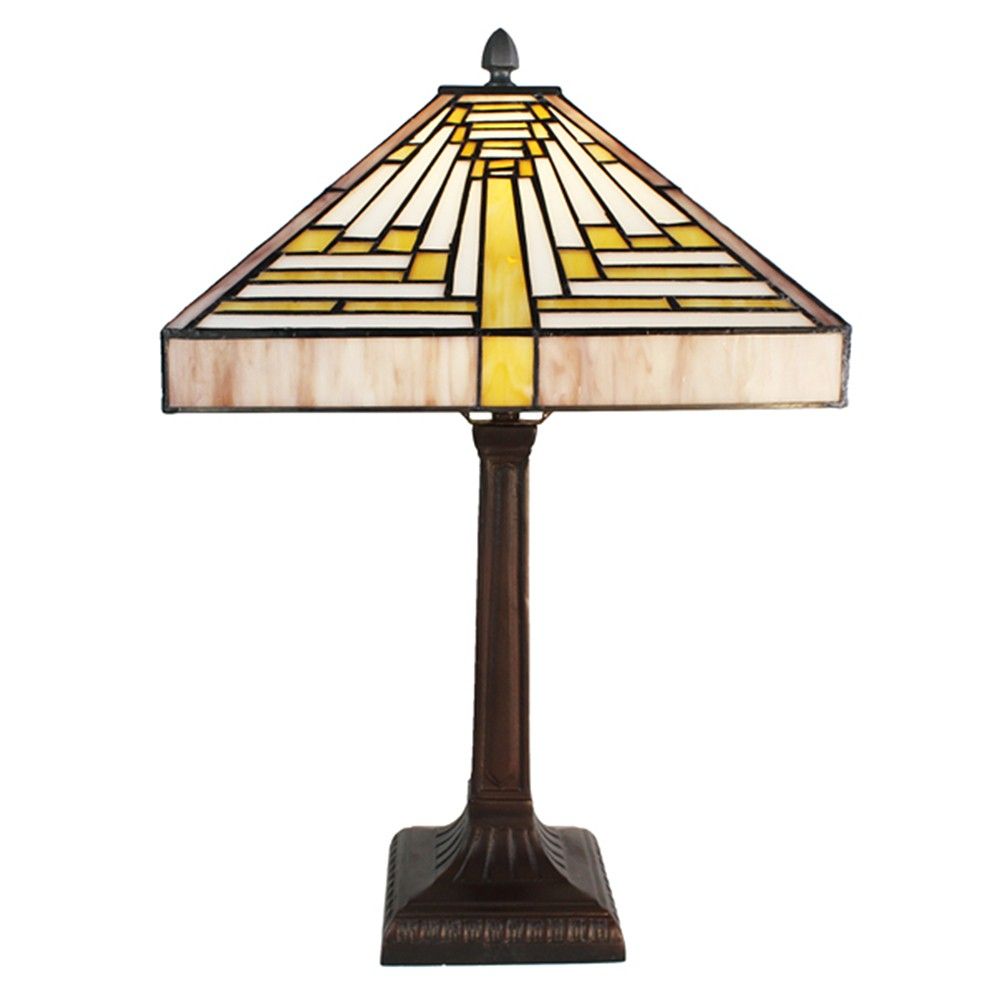 Pyramidová stolní lampa Tiffany - 31*31*48 cm E27/max 1*60W Clayre & Eef - LaHome - vintage dekorace