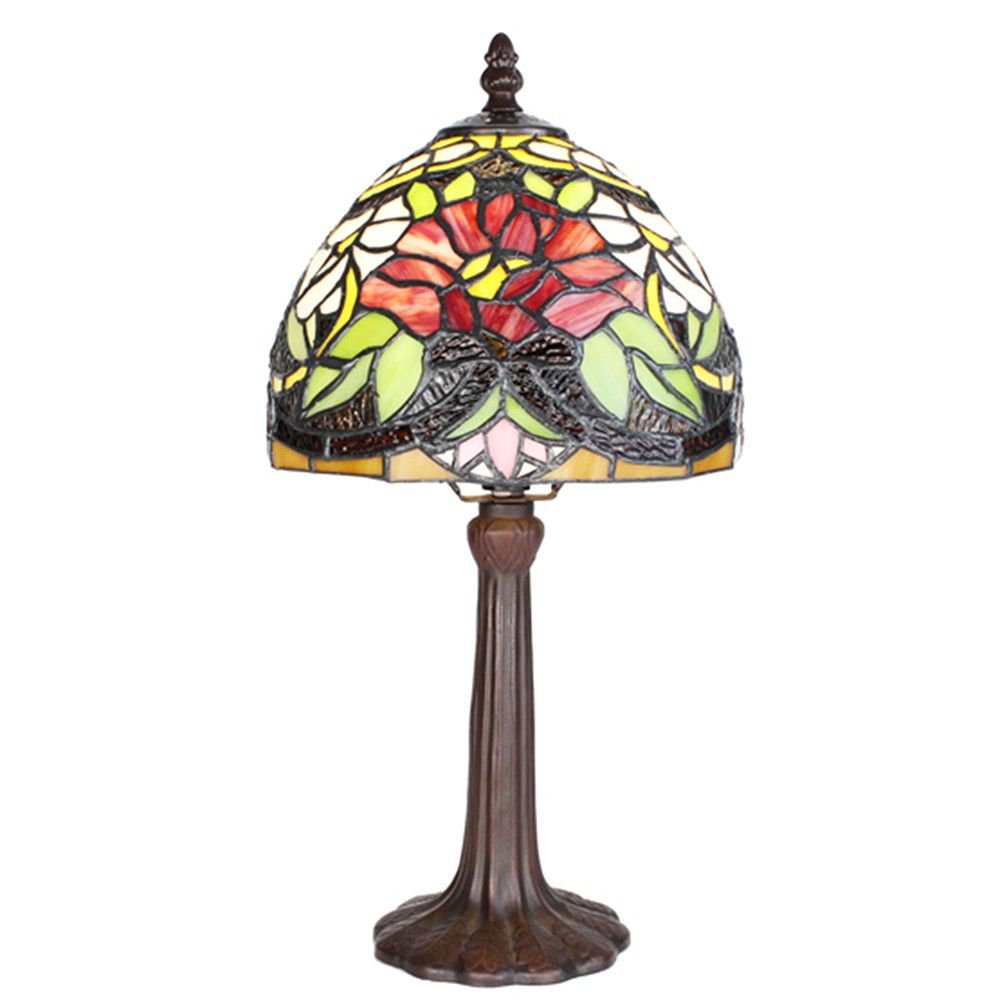 Barevná stolní lampa Tiffany s květy - Ø 20*36 cm E14/max 1*25W Clayre & Eef - LaHome - vintage dekorace