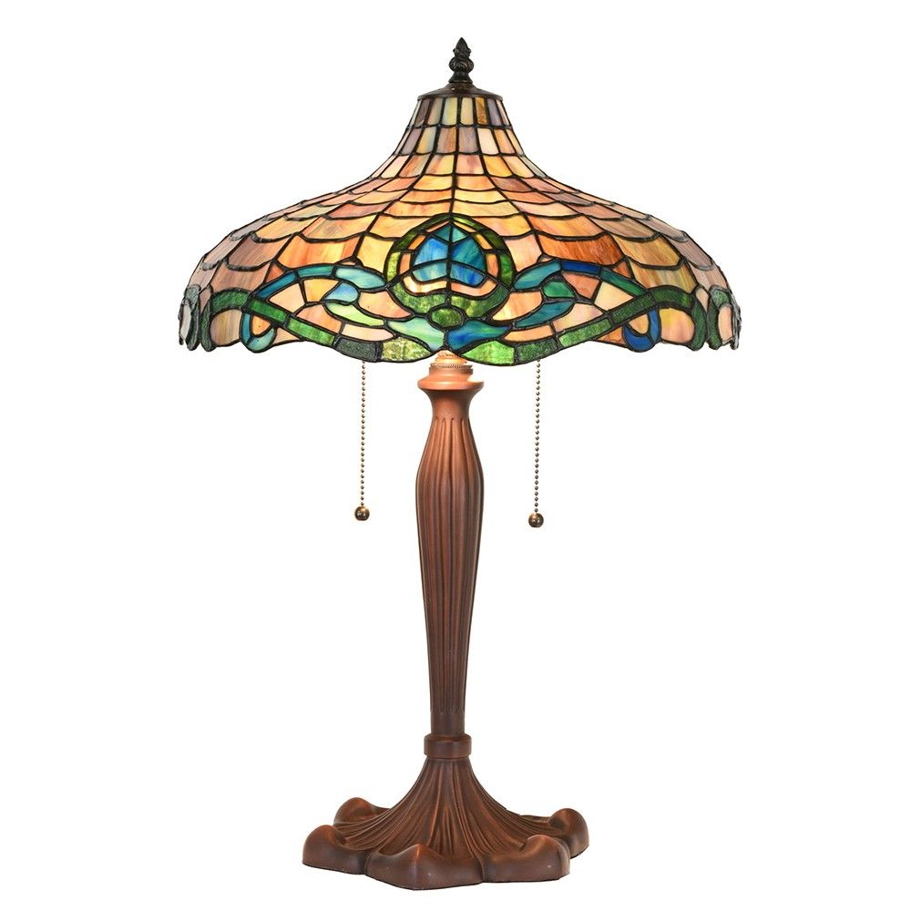 Hnědá stolní lampa Tiffany Vaganto - Ø 41*60 cm E27/max 2*60W Clayre & Eef - LaHome - vintage dekorace