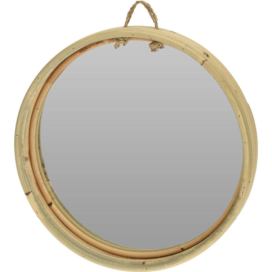 Home Styling Collection Kulaté zrcadlo s ratanovým rámem, dekorativní, O 30 cm