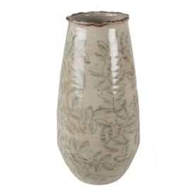 Béžová keramická váza s listy Lovely Leaves M - Ø15*30 cm Clayre & Eef