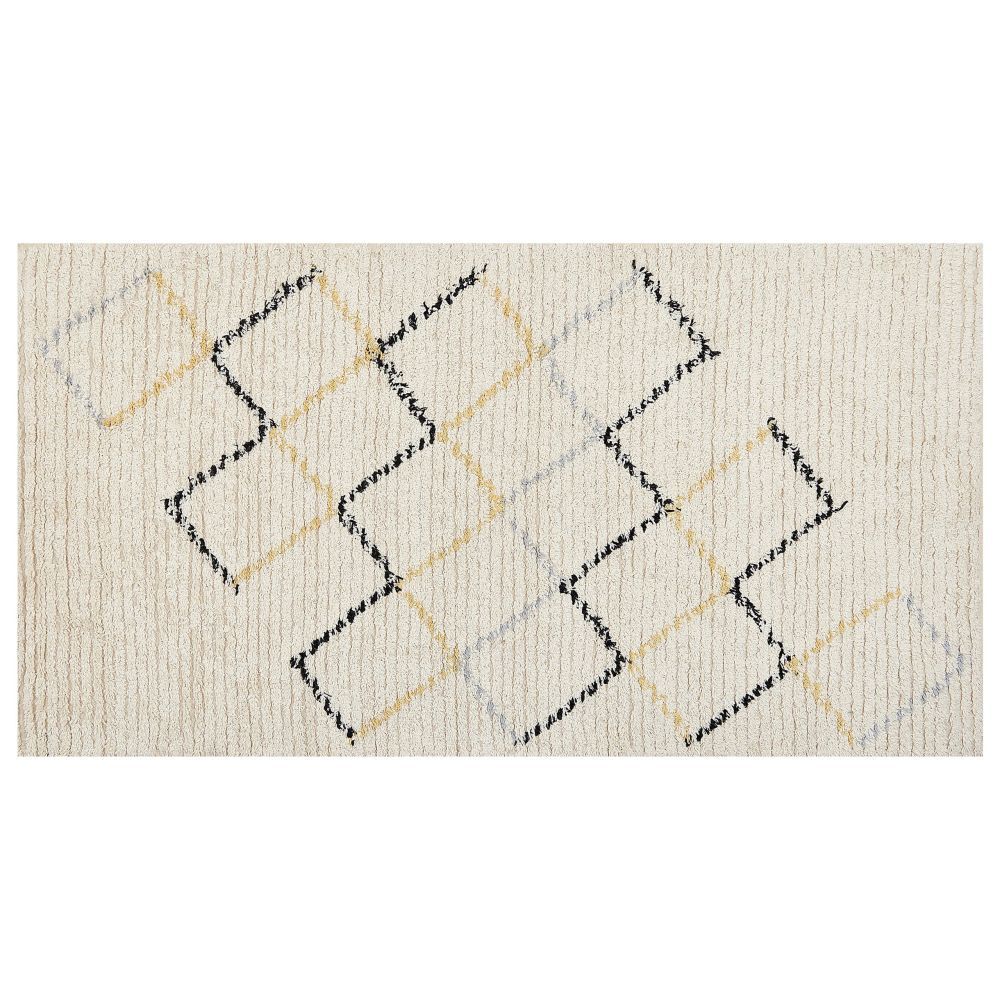 Bavlněný koberec 80 x 150 cm béžový TEZPUR - Beliani.cz