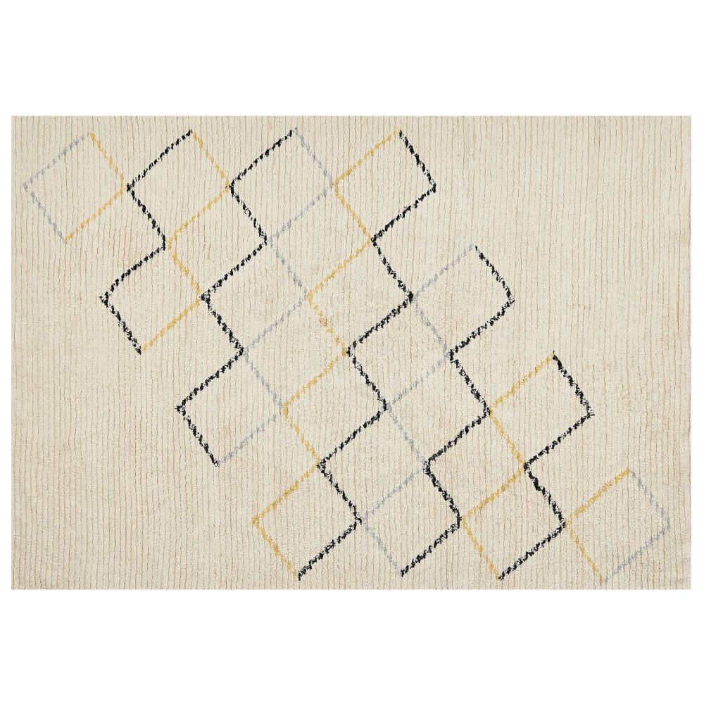 Bavlněný koberec 160 x 230 cm béžový TEZPUR - Beliani.cz