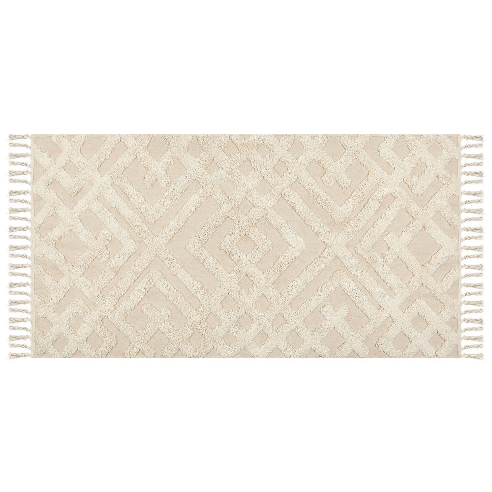 Bavlněný koberec 80 x 150 cm béžový ARDAHAN - Beliani.cz