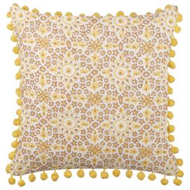 Bavlněný polštář květinový vzor 45 x 45 cm žlutý LYCROIS