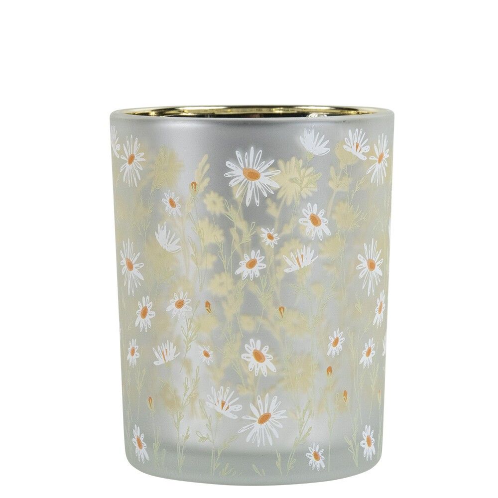 Skleněný svícen se sedmikráskami Wild Flowers Daisies M - Ø 10*12 cm Mars & More - LaHome - vintage dekorace