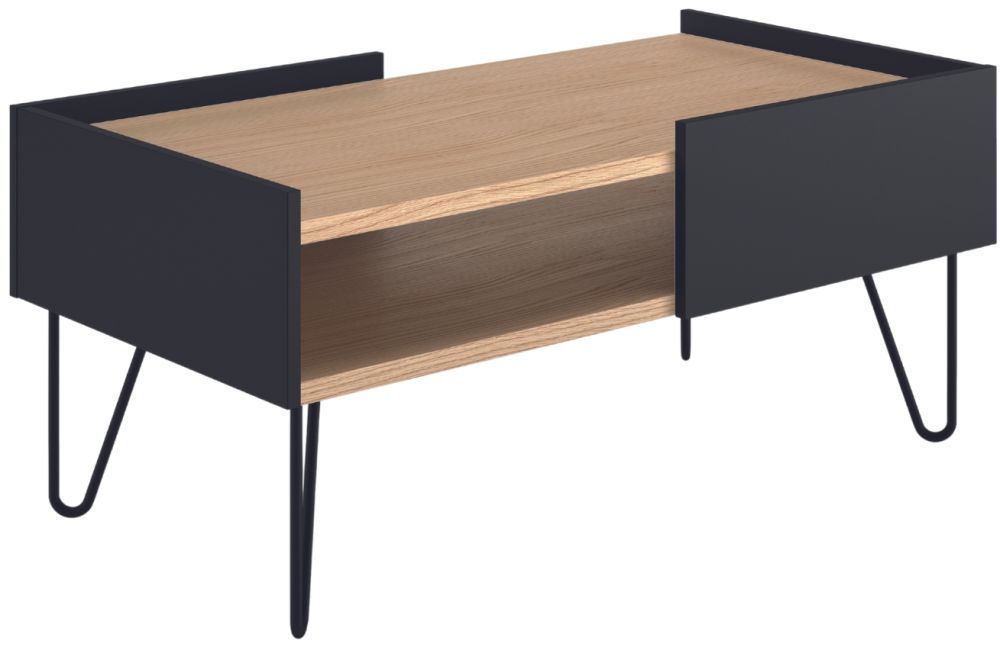 Černý dubový konferenční stolek TEMAHOME Nina 100 x 53 cm - Designovynabytek.cz