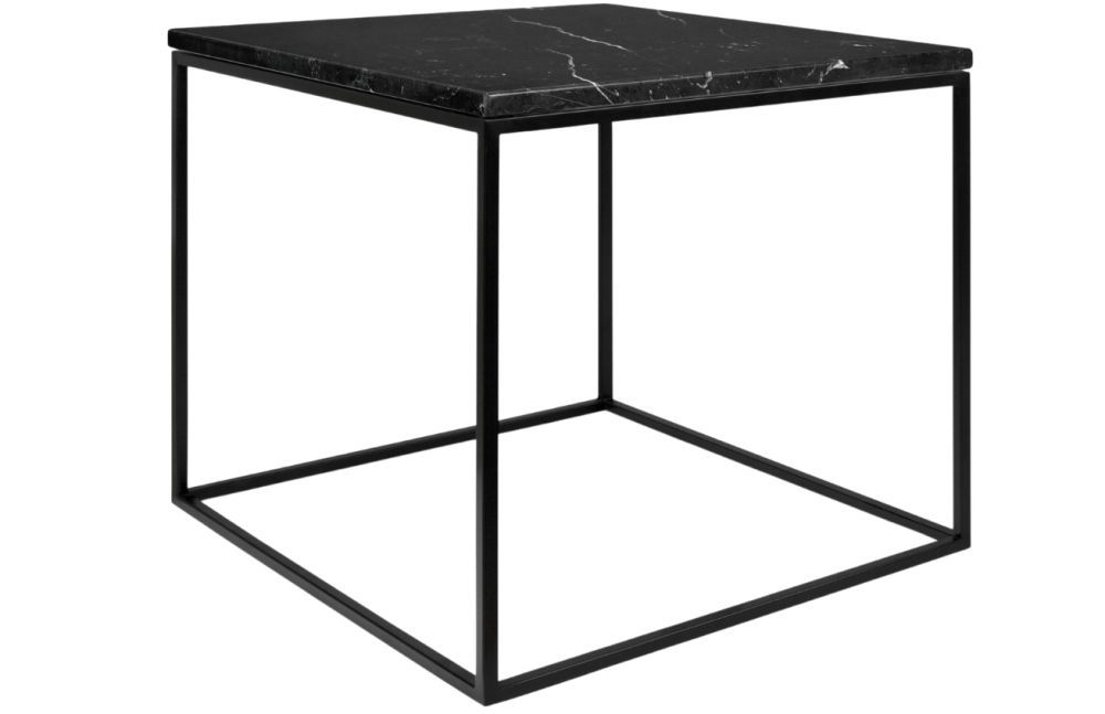 Černý mramorový konferenční stolek TEMAHOME Gleam 50 x 50 cm s černou podnoží - Designovynabytek.cz