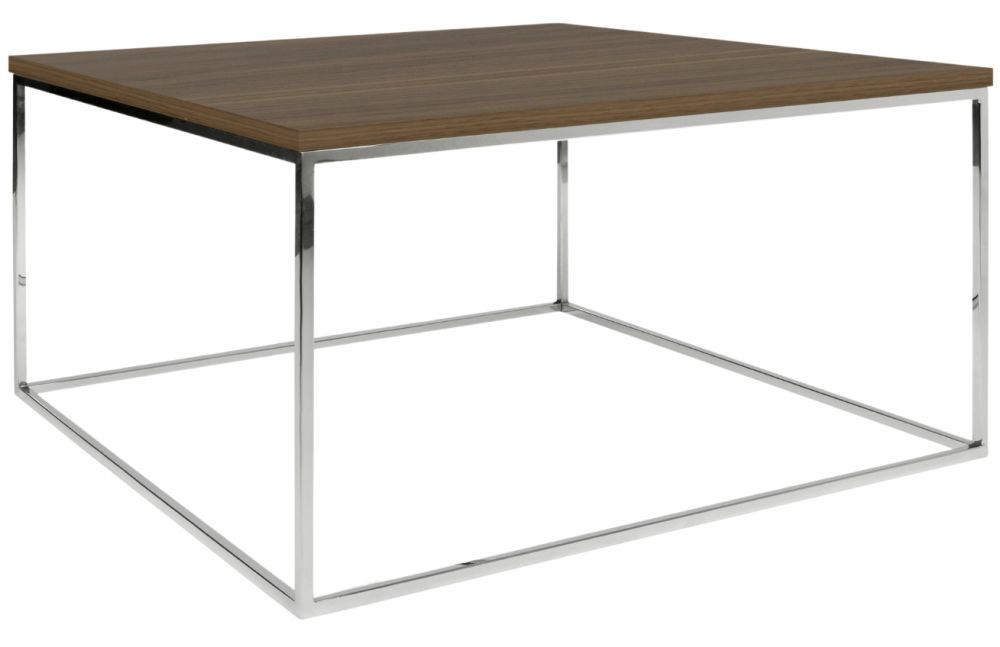 Ořechový konferenční stolek TEMAHOME Gleam 75x75 cm s chromovanou podnoží - Designovynabytek.cz