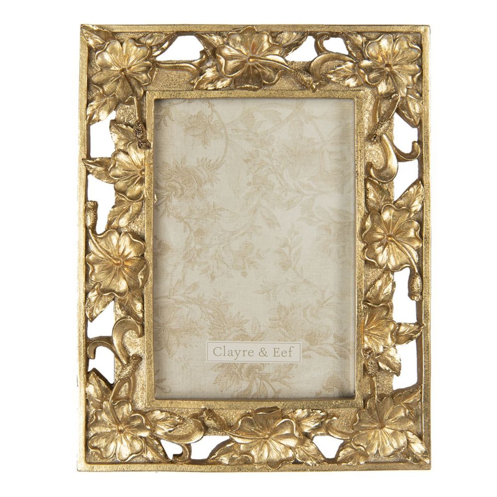 Rámeček na fotografie se zlatými květinovými ornamenty - 16*2*21 cm / 10*15 cm Clayre & Eef - LaHome - vintage dekorace