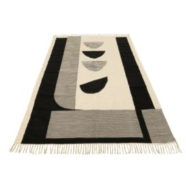 Béžovo - černý vzorovaný koberec s třásněmi Tokyo - 198*302cm J-Line by Jolipa