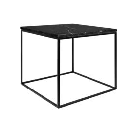 Černý mramorový konferenční stolek TEMAHOME Gleam 50 x 50 cm s černou podnoží