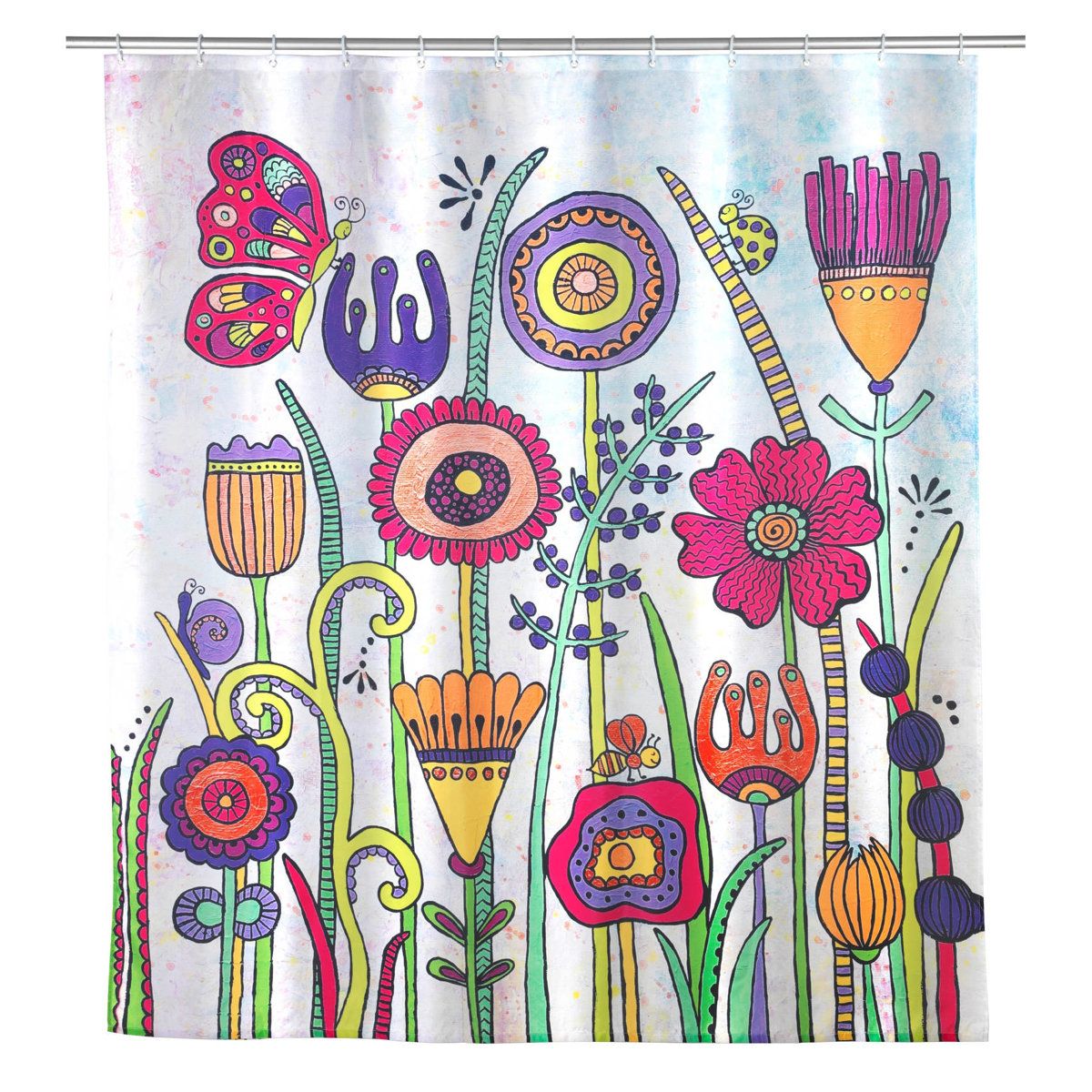 Sprchový závěs, květinový motiv, 180 x 200 cm, polyester, WENKO - EDAXO.CZ s.r.o.